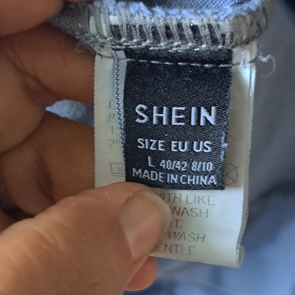 Shein Lace-Up Denim Bodycon Dress sz L 8/10 - Picture 9 of 12